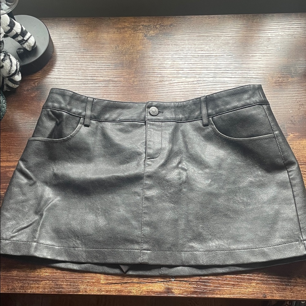 Garage Black faux Leather Mini Skirt